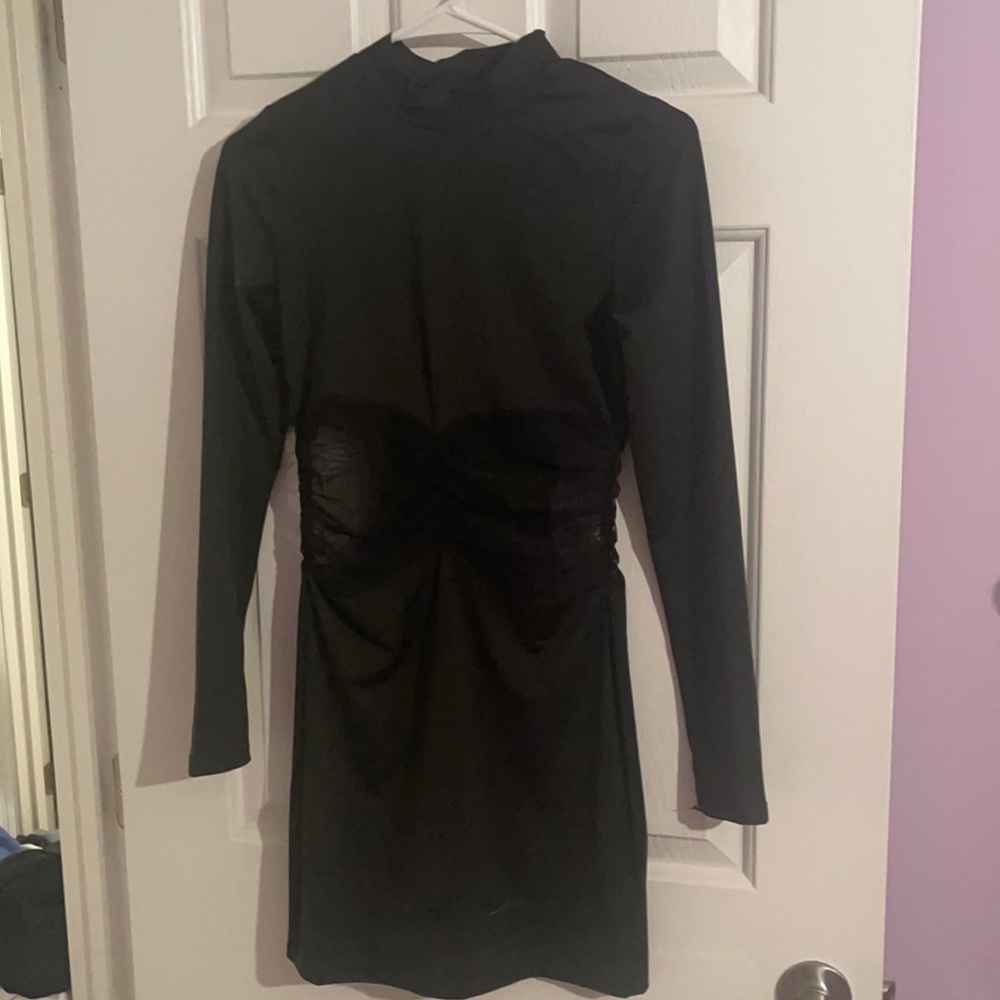 Black dress with sheer panels